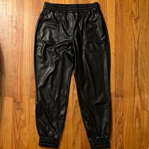 Express black faux leather joggers size small petite
